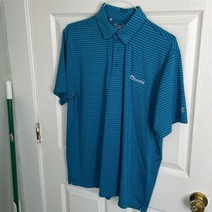 Under Armour Performance Blue Striped Polo Large